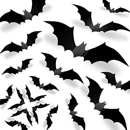 Labeol 72 Pcs Halloween Bat Decorations,3D Bats Wall Stickers 3 Styles and 12 Sizes Realistic and... | Amazon (US)