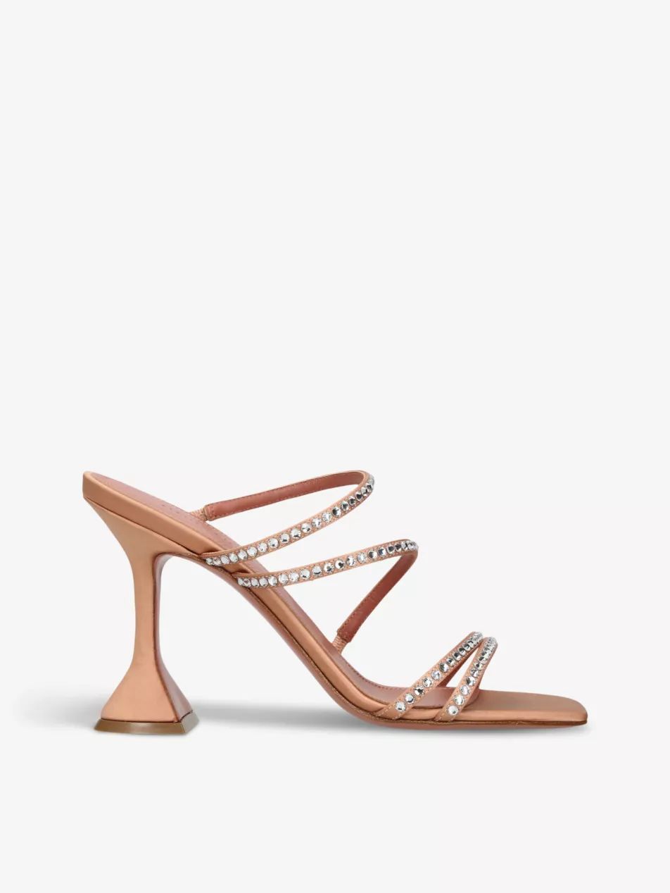 Naima crystal-embellished satin heeled sandals | Selfridges