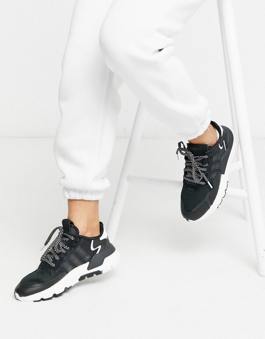 adidas Originals Nite Jogger sneaker in black and white | ASOS (Global)