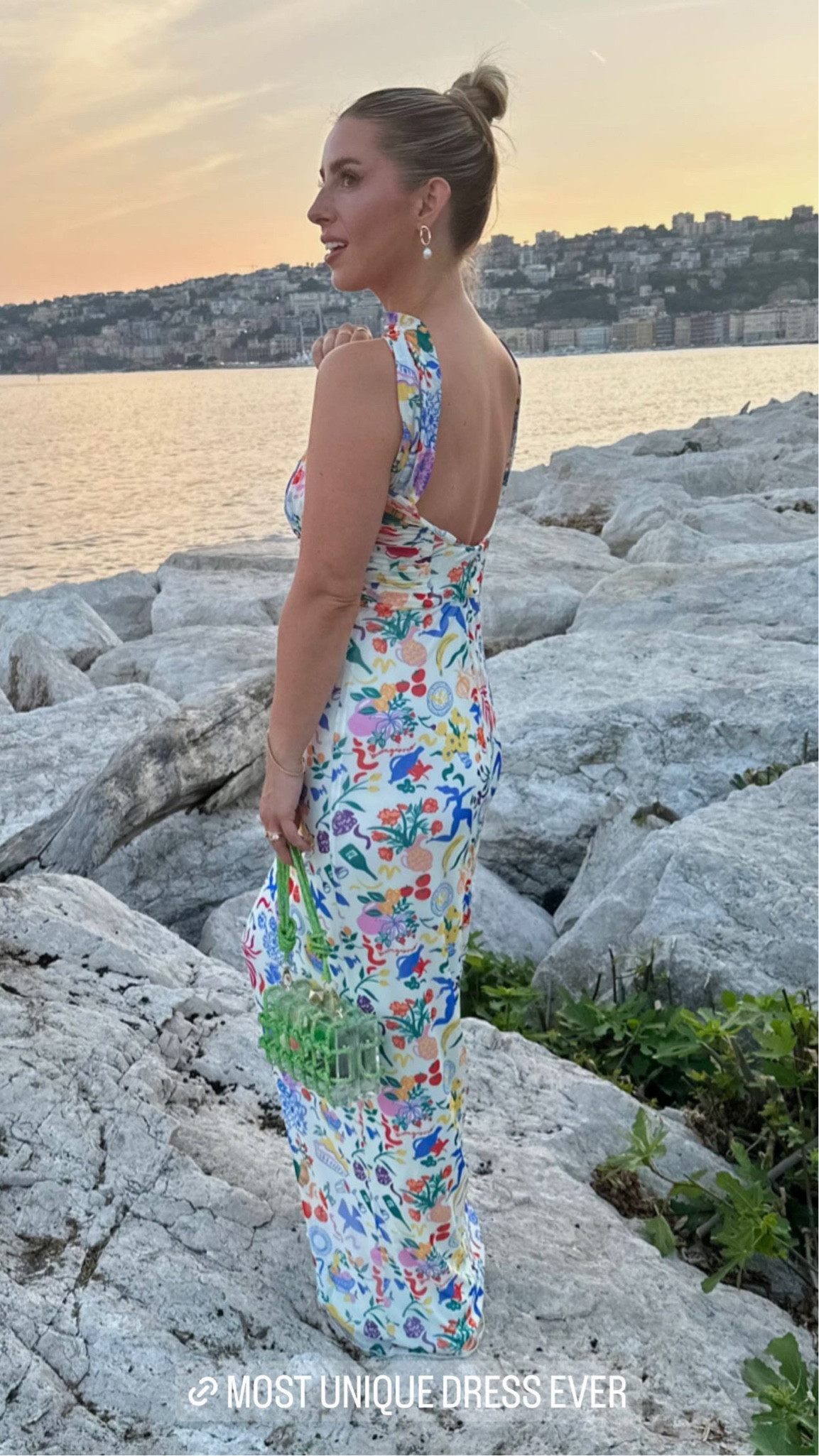 Most unique dress ever and so perfect for Italy! Wearing size small, runs a little big up top
Cult gaia vibes acrylic rhinestone bag from amazon 
Europe / Italy outfit idea 

#LTKSeasonal #LTKeurope
