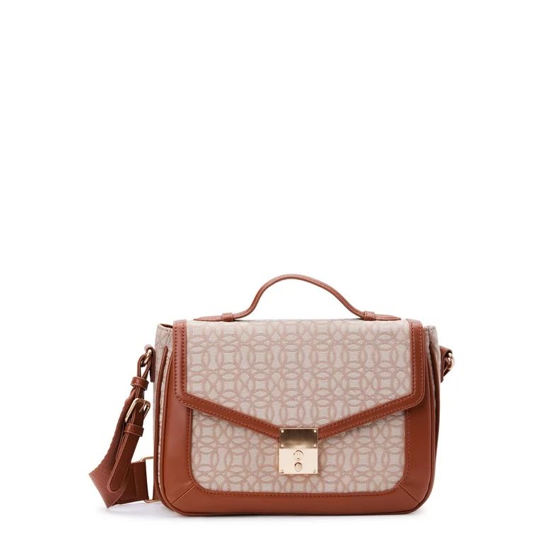 Time and Tru Women's Kate Flap Front Crossbody Handbag, Jacquard | Walmart (US)