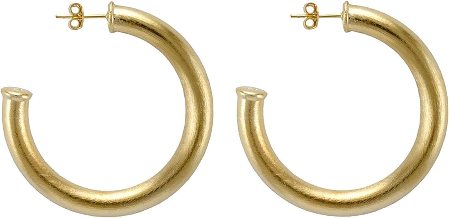 Thick Chantal Hoop Earrings in Brushed Gold Plated | Amazon (US)