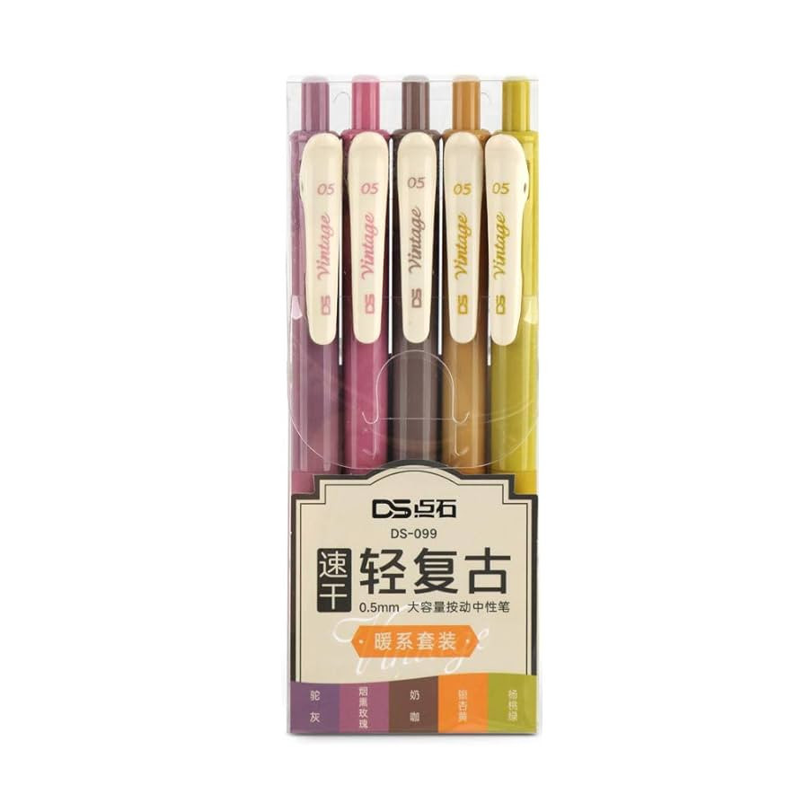 NINGSA Retractable Gel Pens Quick Dry Vintage Ink Color Fine Point 0.5mm for Adult Coloring/Bulle... | Amazon (US)
