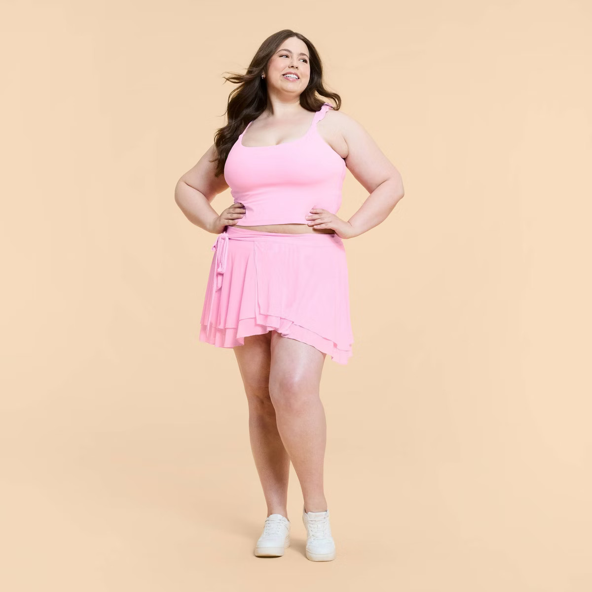 Blogilates Women's Ruffle Tank Top - Light Pink 2X | Target