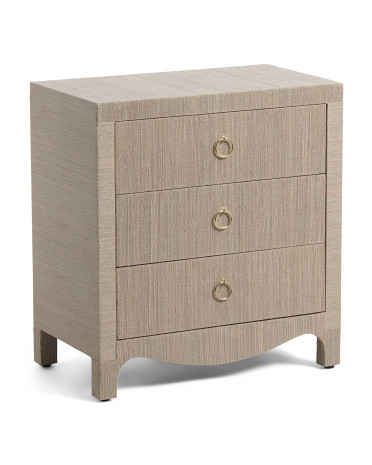 24x14x26 3 Drawer Wavy Bottom Raffia Side Table | TJ Maxx