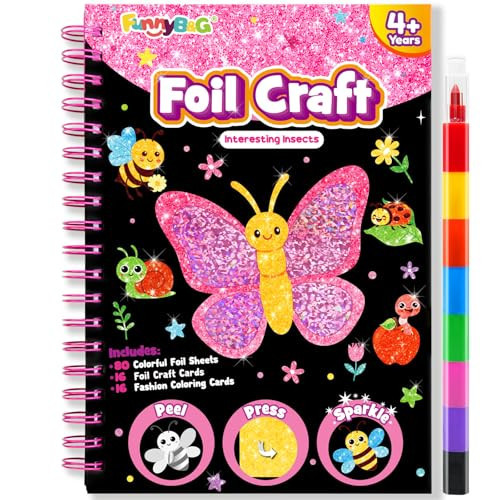 FUNNYB&G Foil Art Craft for Kids - Christmas Crafts Gift Party Favors Stocking Stuffers for Kids Fun Art Supplies Creative Birthday Gift Travel Toys for Girls Boys 4 5 6 7 8 9 Years Old(Insects) | Amazon (US)