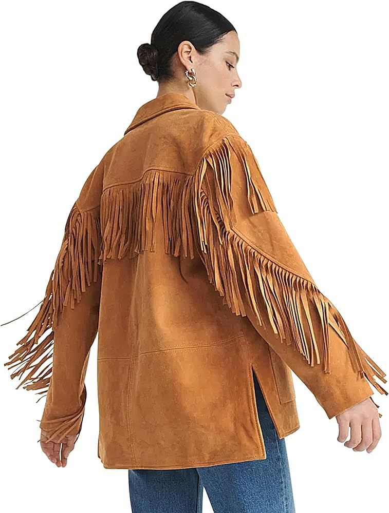 FOMELY Fringe Jacket Women Suede Jacket Faux Casual Fringe Long Sleeve Fall Vintage Western 2025 ... | Amazon (US)
