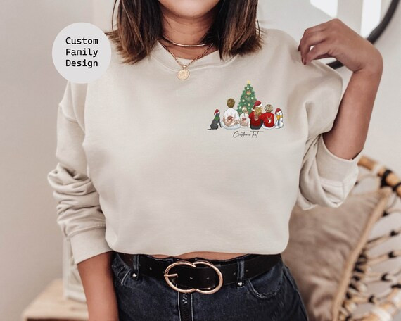 Personalized Couple Christmas With Dog Pet Family Sweat - Etsy | Etsy (US)
