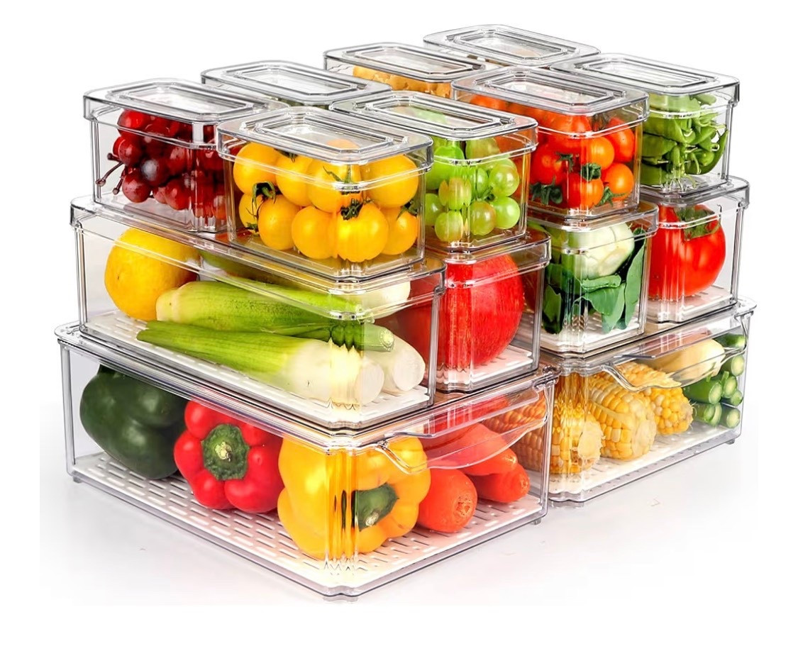  14 Pack Fridge Organizer, Stackable Refrigerator Organizer Bins with Lids, BPA-Free Fridge Organizers and Storage Containers for Fruit, Vegetable, Food, Drinks, Cereals, Clear

#LTKHome