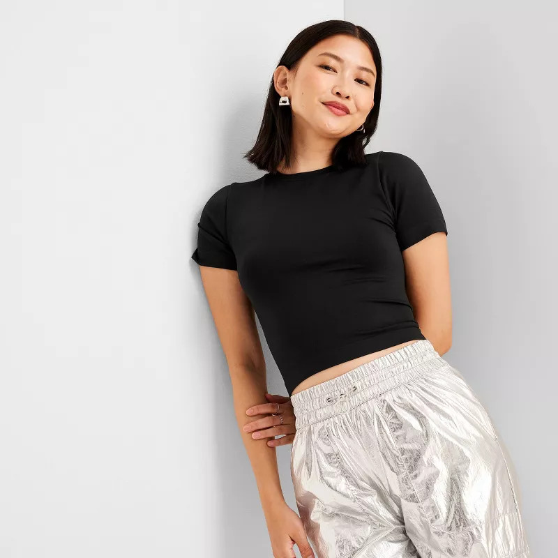 Women's Slim Fit Short Sleeve Seamless Baby T-Shirt - A New Day™ | Target