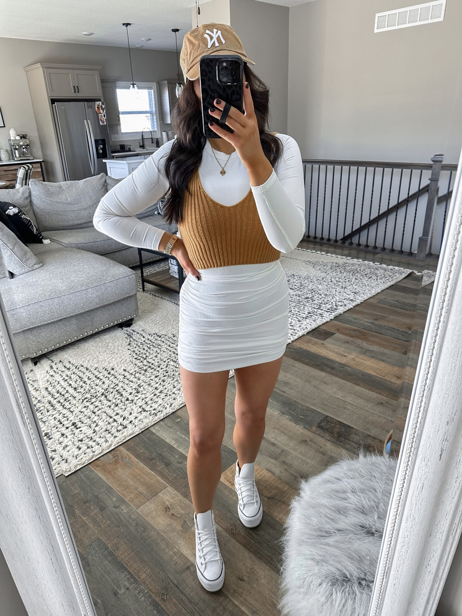 Dress — xs
Sweater Vest — small

White mini dress | white dresses | white long sleeve bodycon dress | white leather platform converse sneakers | baseball hat | cropped sweater vest | baseball game outfit | errands outfit | mall outfits 



#LTKunder50 #LTKshoecrush #LTKstyletip