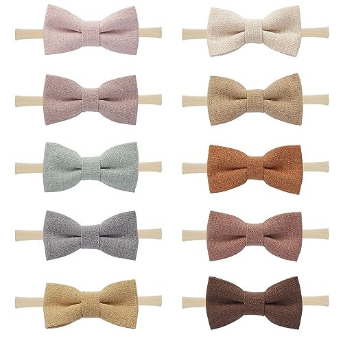 Fancy Clouds Baby Girl Bows and Headbands,10 Pack of Stretchy Soft Nylon Hairbands Hair Bows for Newborns, Infants, Toddlers - Handmade Baby Hair Accessories for Girls Gifts Photo | Amazon (US)