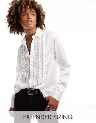 ASOS DESIGN regular shirt with extreme ruffles in white | ASOS (Global)