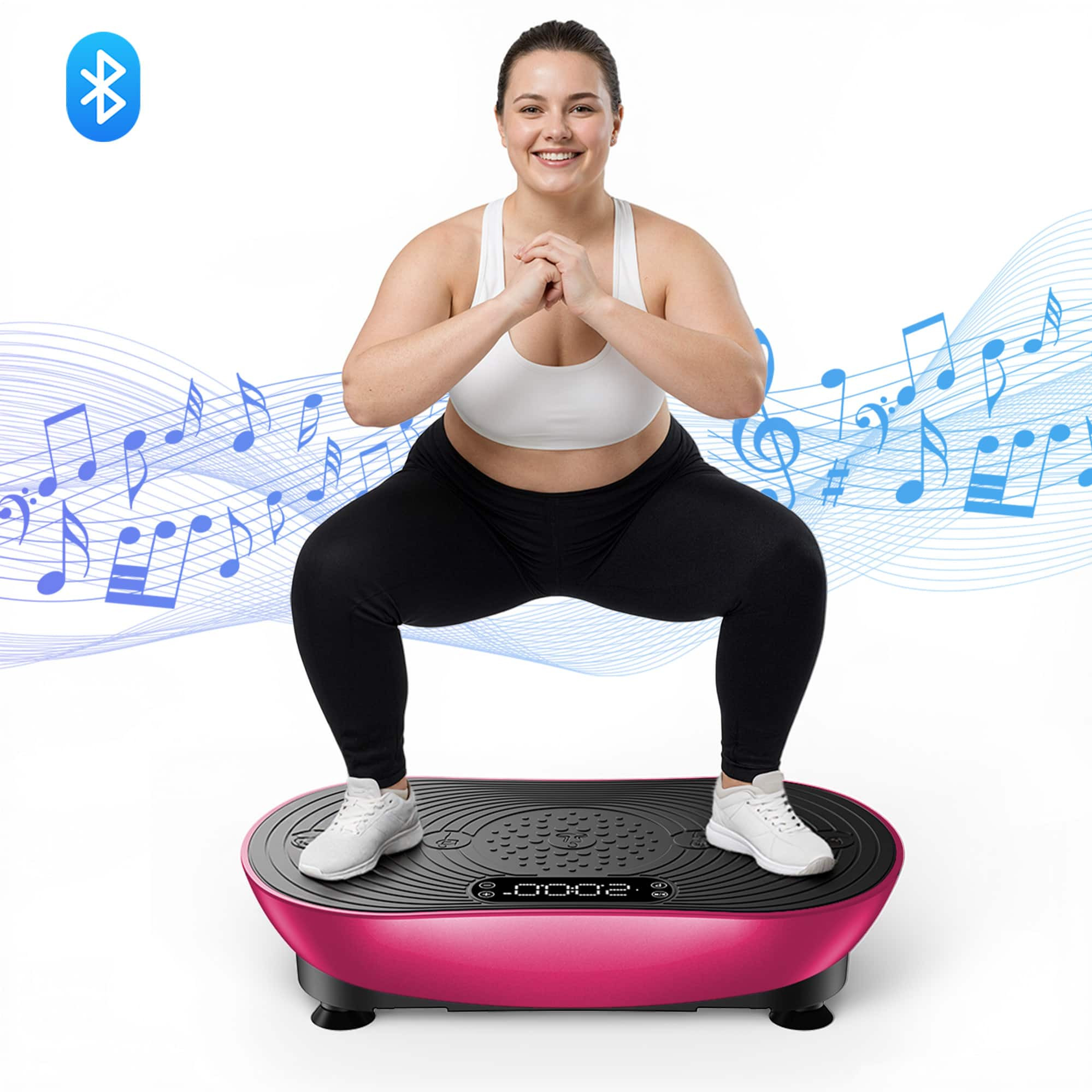 MERACH - V33 Vibration Plate for Lymphatic Drainage Weight Loss Muscle Activation, LED Touch Screen Bluetooth Pull Cord - Pink | Best Buy U.S.
