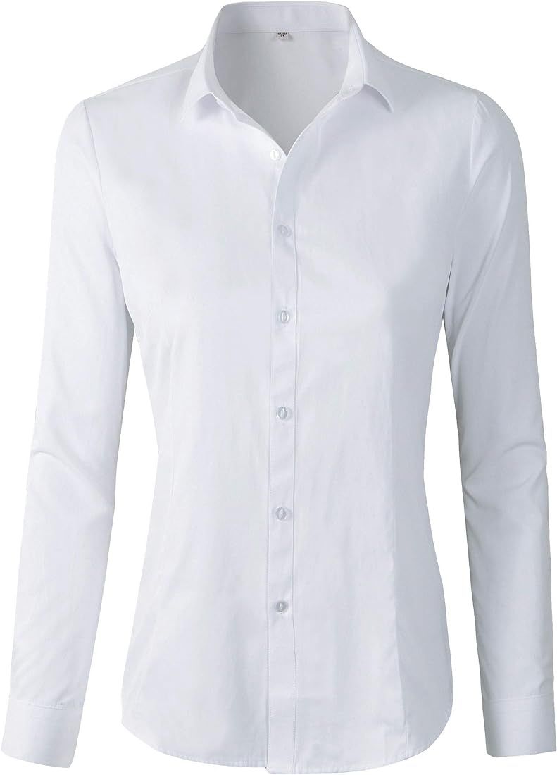 Beninos Women's Formal Work Wear White Simple Shirt | Amazon (US)