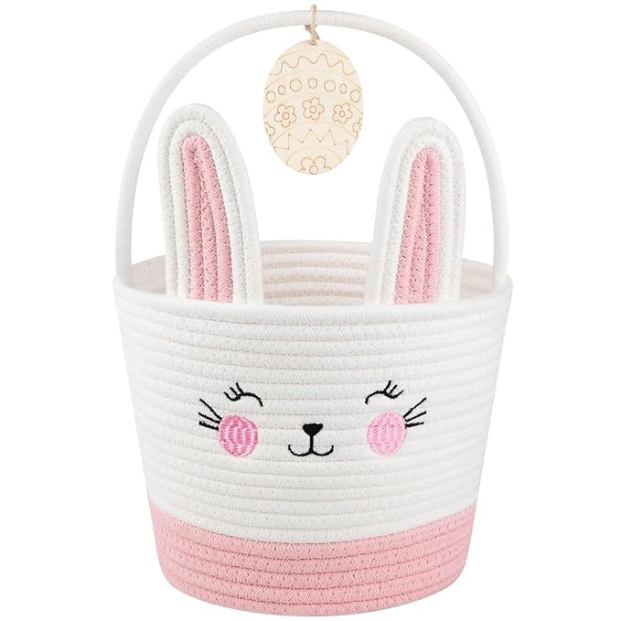 Personalized Easter Basket for Toddler, Woven Baby Easter Gifts basket with Handle, Empty Bunny E... | Amazon (US)