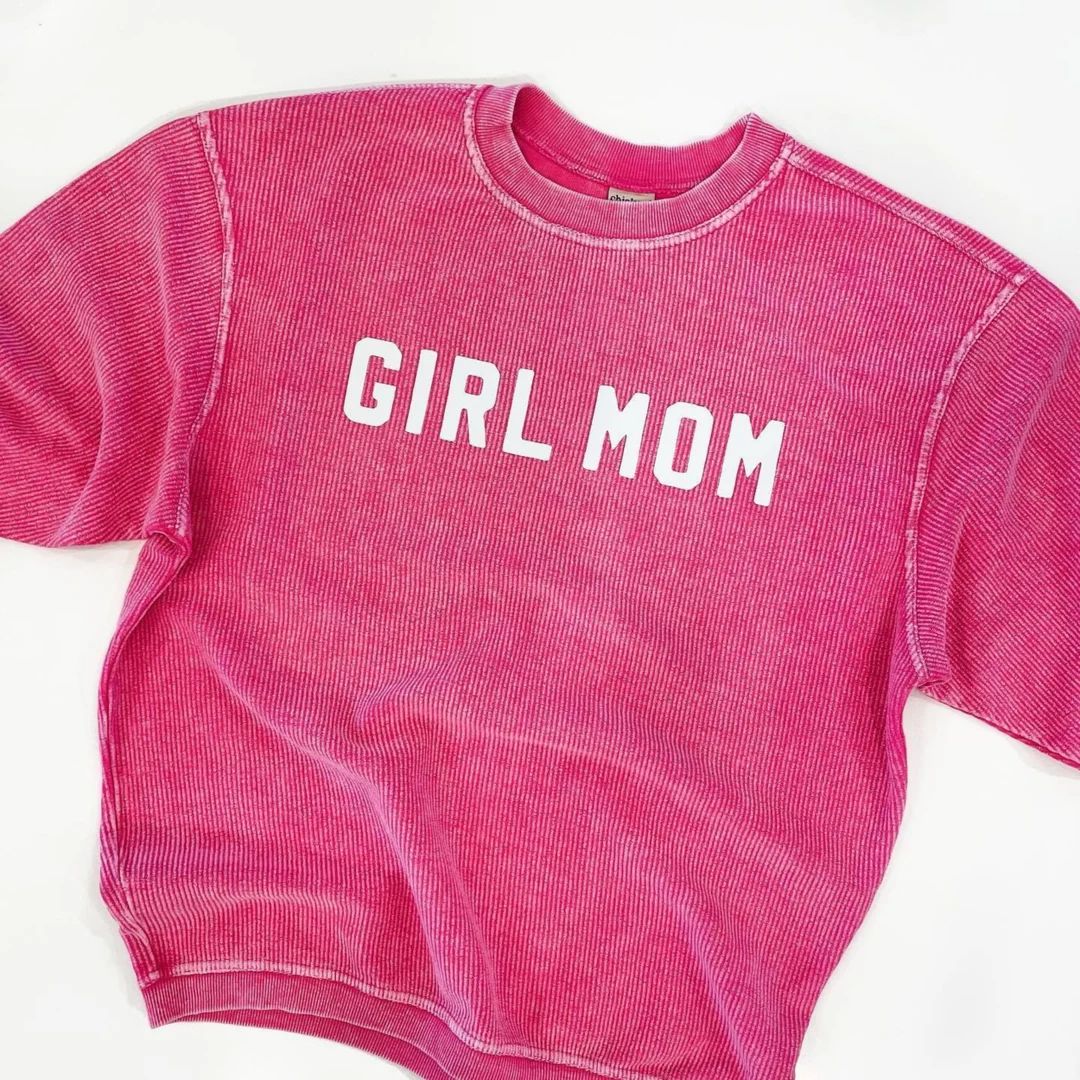 GIRL MOM Corded Sweatshirt. Summer Pardi Sweatshirt. Girl Mom. Hot Pink Corded Sweatshirt. | Etsy (US)