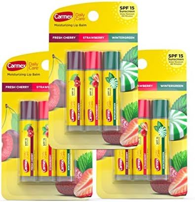 Amazon.com : Carmex Daily Care Moisturizing Lip Balm Sticks with SPF, Fresh Cherry, Strawberry an... | Amazon (US)