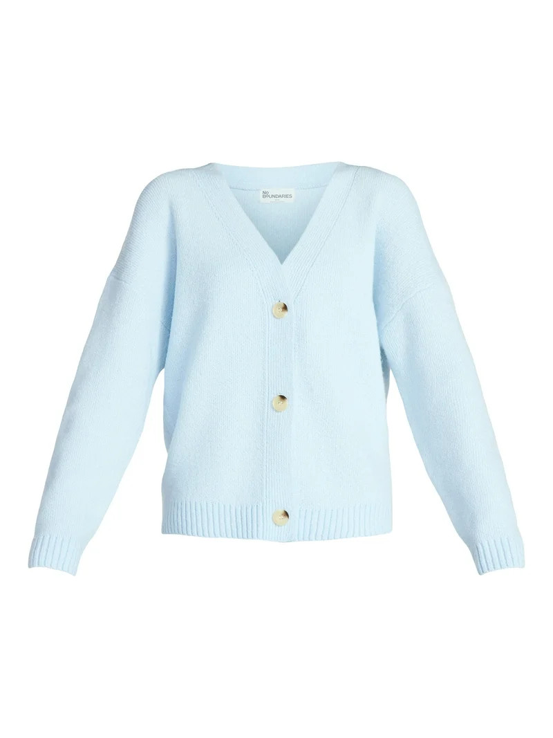 No Boundaries Button-Front Grandpa Cardigan, Women's XXS-XXL | Walmart (US)