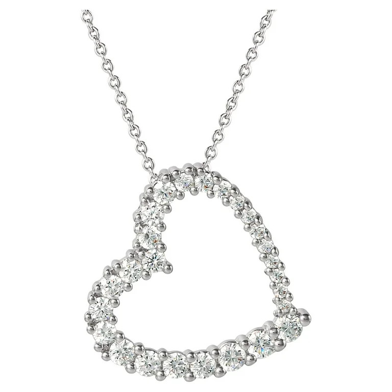 Believe by Brilliance Fine, Women's Silver Plated Cubic Zirconia Open Heart Pendant Necklace, 18" | Walmart (US)