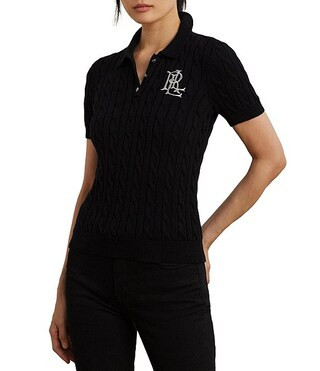 Lauren Ralph Lauren Cable Knit Polo Collar Short Sleeve Shirt | Dillard's | Dillard's