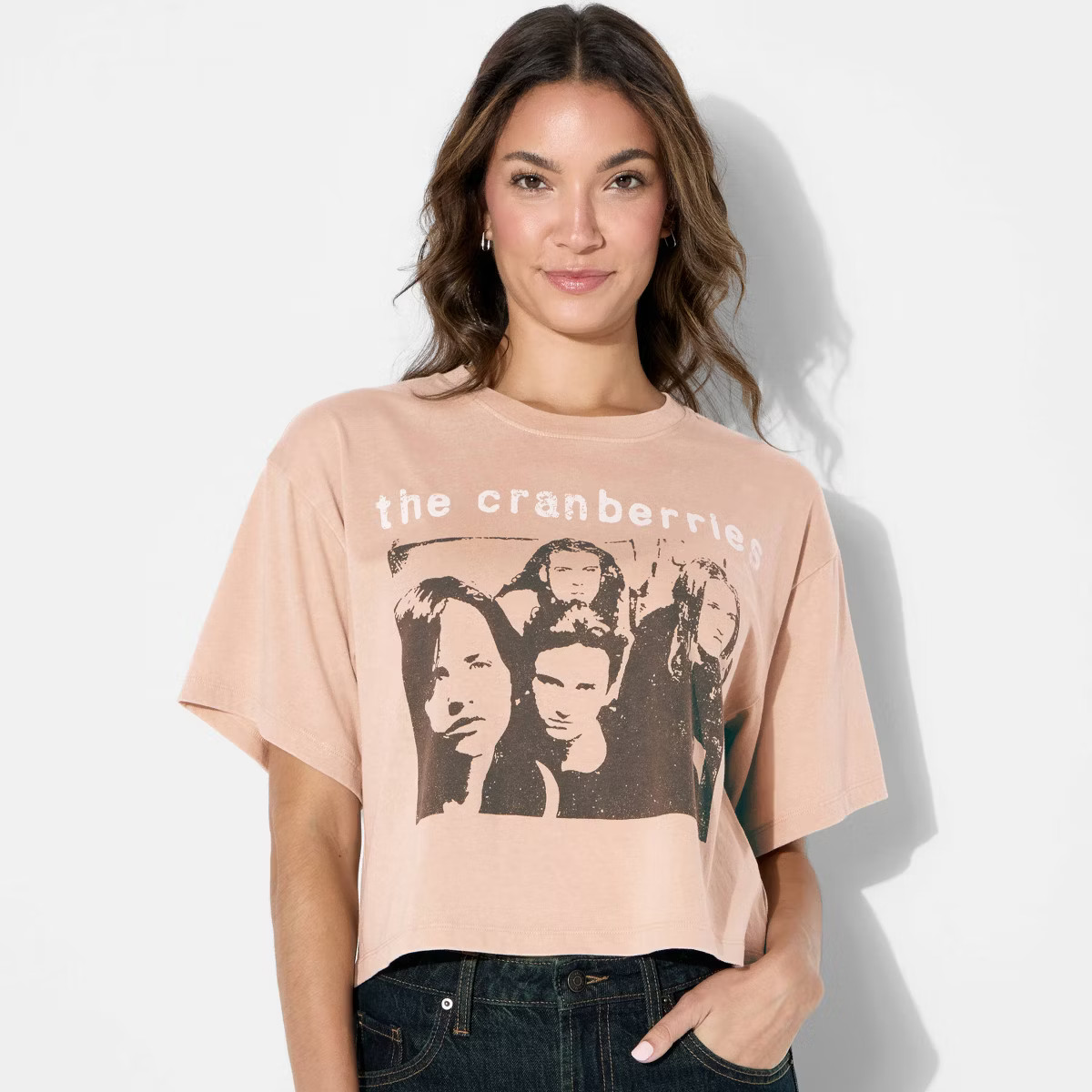 Women's Cranberries Boxy Cropped Short Sleeve Graphic T-Shirt - Brown | Target