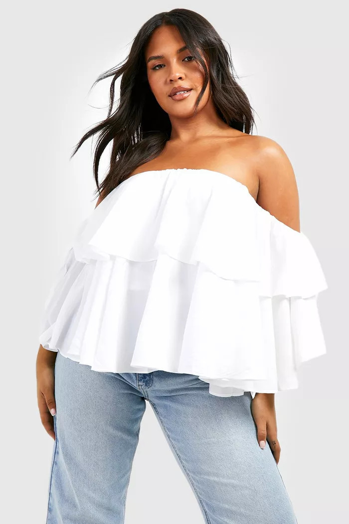 Plus Off The Shoulder Ruffle Peplum Top | boohoo (US & Canada)