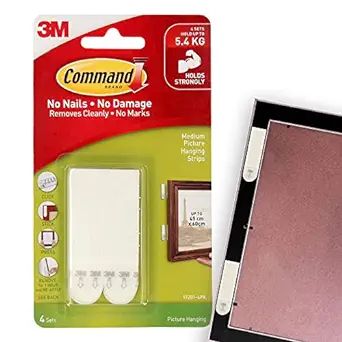 Command White 12 lb Picture Hanging Strips, Decorate Damage-Free, Indoor Use (17201-4PK-ES) | Amazon (US)