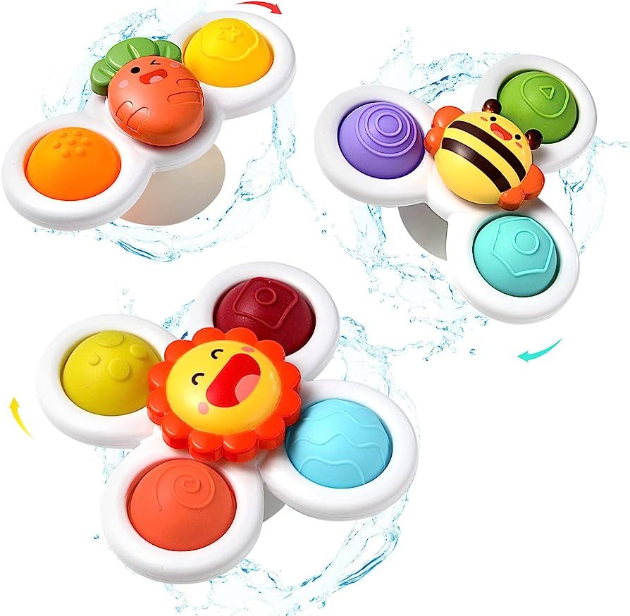 Hooku 3 Pcs Suction Cup Spinner Toys, Baby Fidget Spinner Toy, Spinning Toys for Toddlers 1-3, Se... | Amazon (US)