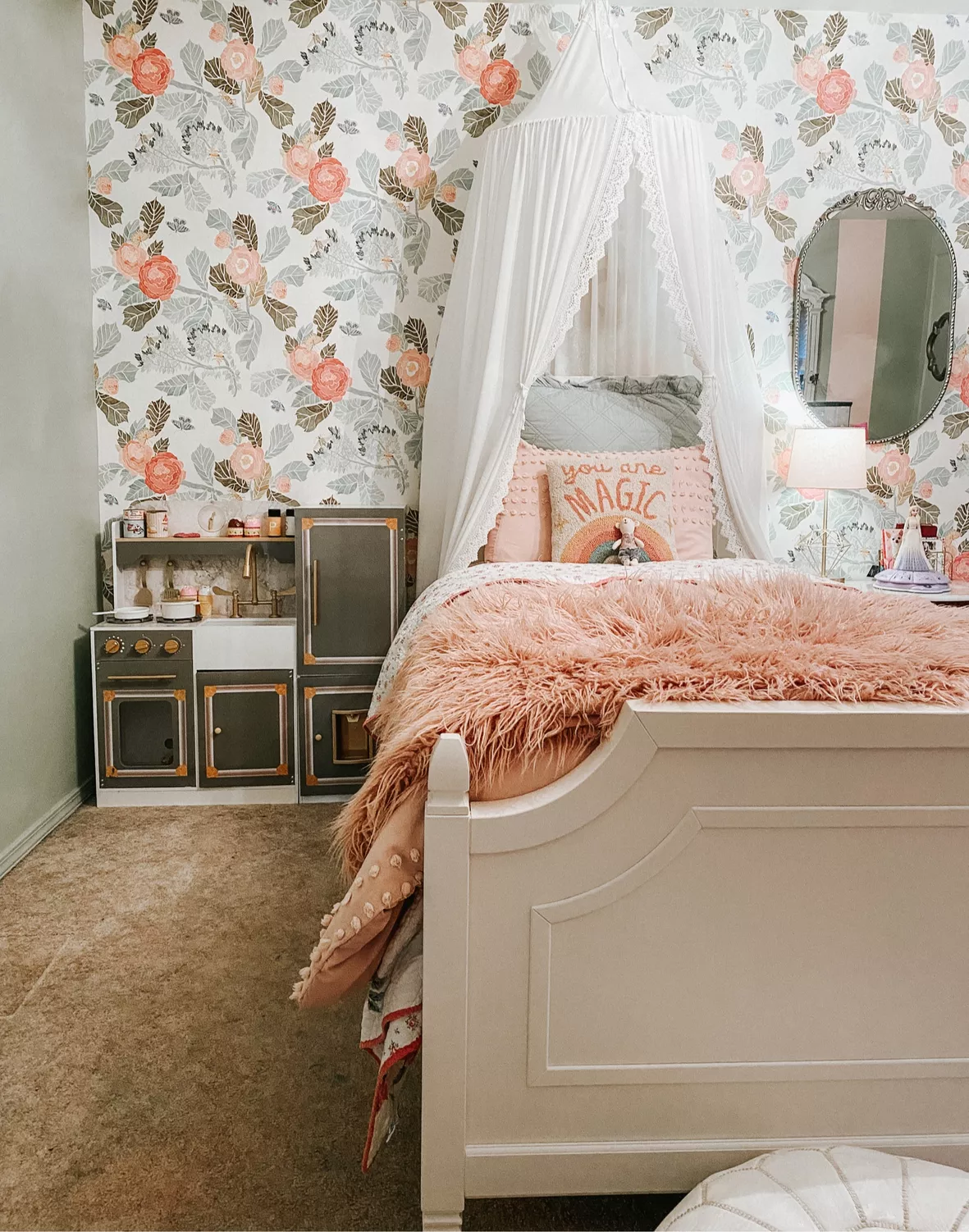 Pink Kids Mirror, Bedroom Decor, Bedroom, Household
