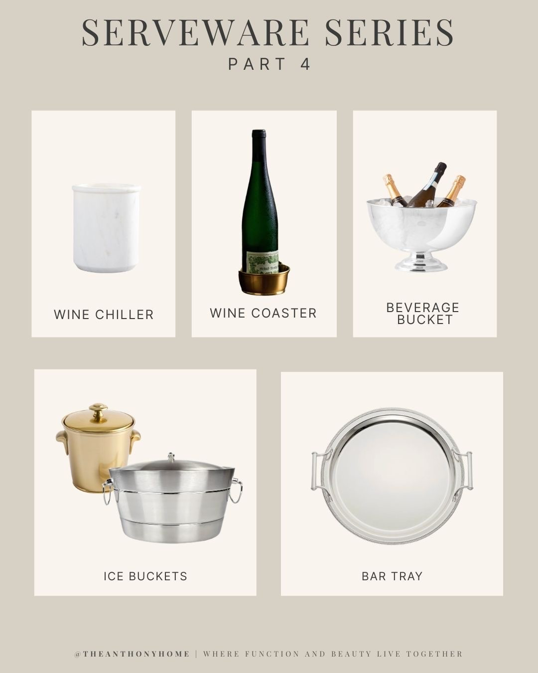 Serveware Series Part 4: beverage pieces for hosting. 

Linking wine chillers, wine coasters, beverage buckets, ice buckets, and bar trays that make drink stations feel pulled together and easy for guests to use. 

These are the kinds of pieces that add function first, but still look beautiful on a table, bar, or buffet!

#LTKHome