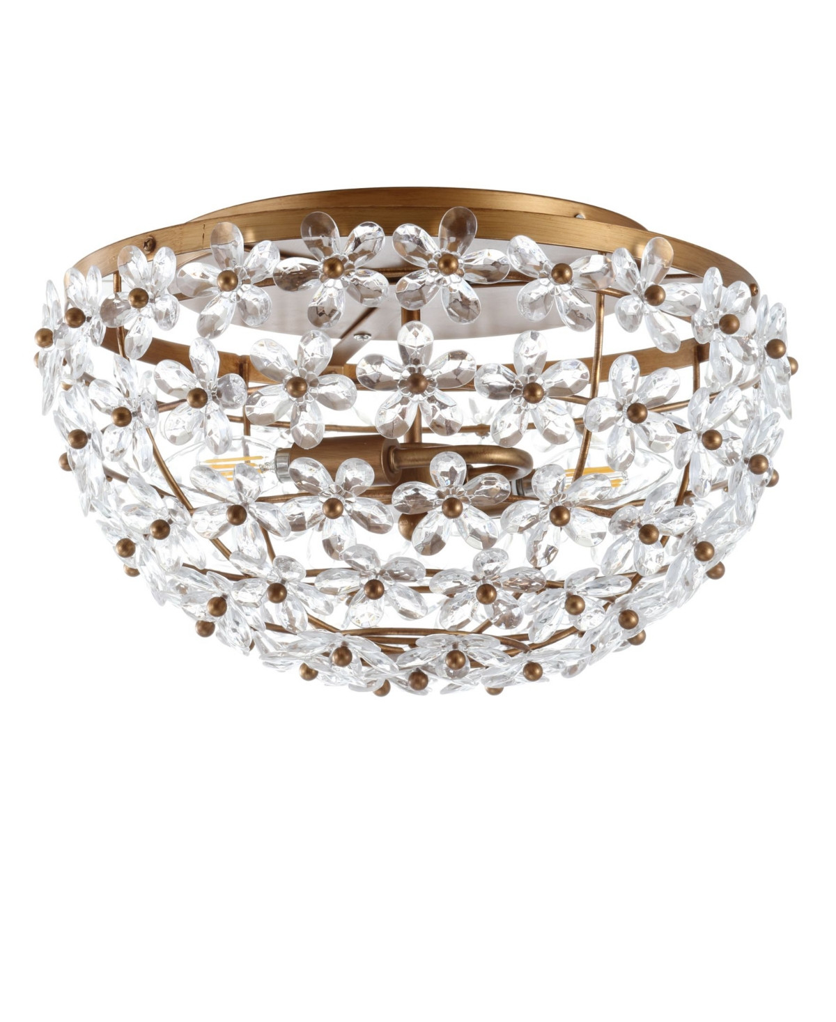 Jonathan Y Isabelle 15.5" Metal/Acrylic Led Flush Mount - Antique Gold | Macy's