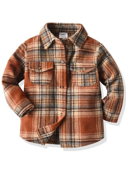 Toddler Boys Plaid Button Through Overcoat | SHEIN