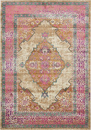 Modern Abstract 7-Feet by 10-Feet (7' x 10') Stockholm Beige Contemporary Area Rug | Amazon (US)