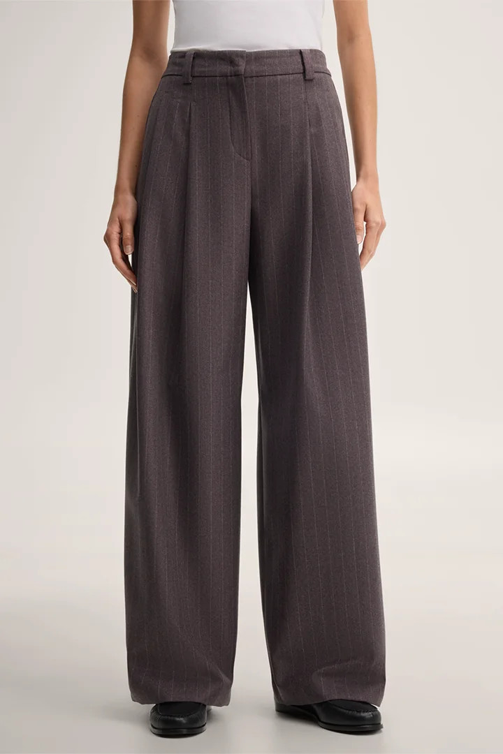 Schurwoll-Nadelstreifen-Flanell Palazzo-Hose in Braun | windsor (DE)