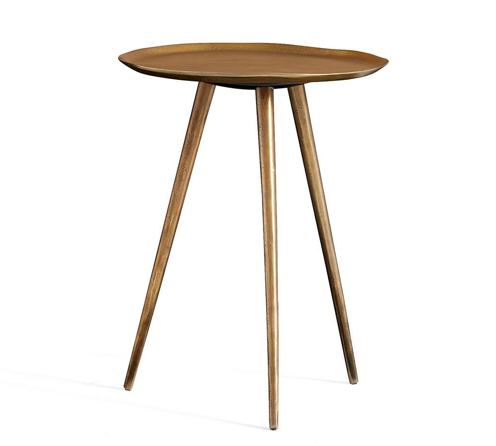 Euclid Round Metal End Table, Brass | Pottery Barn (US)