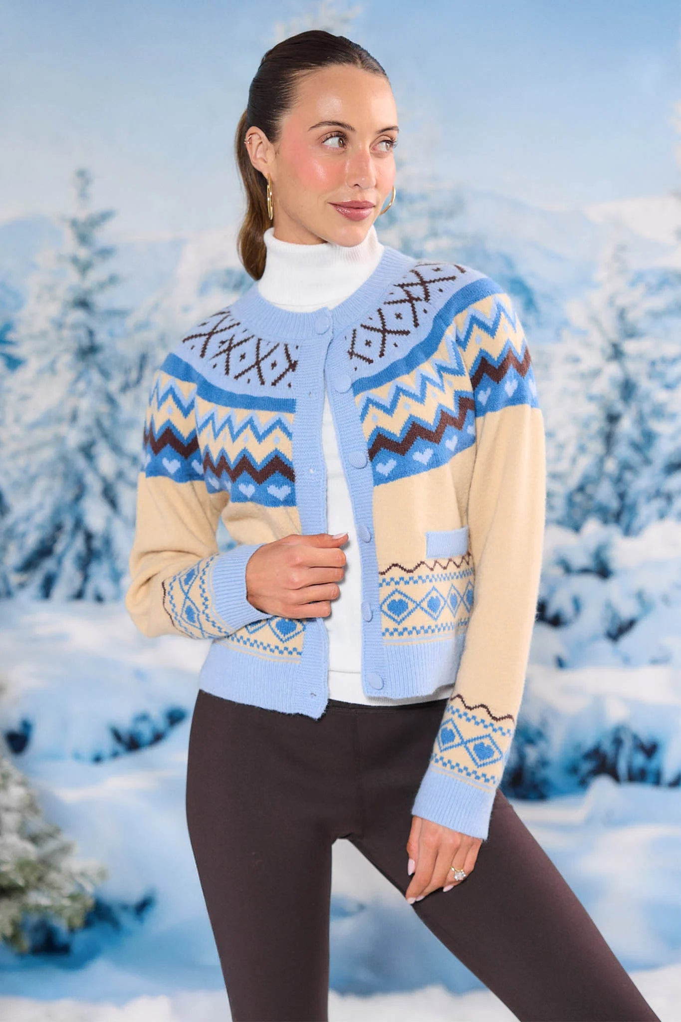 Harlow Blue Fair Isle Cardigan | Avara