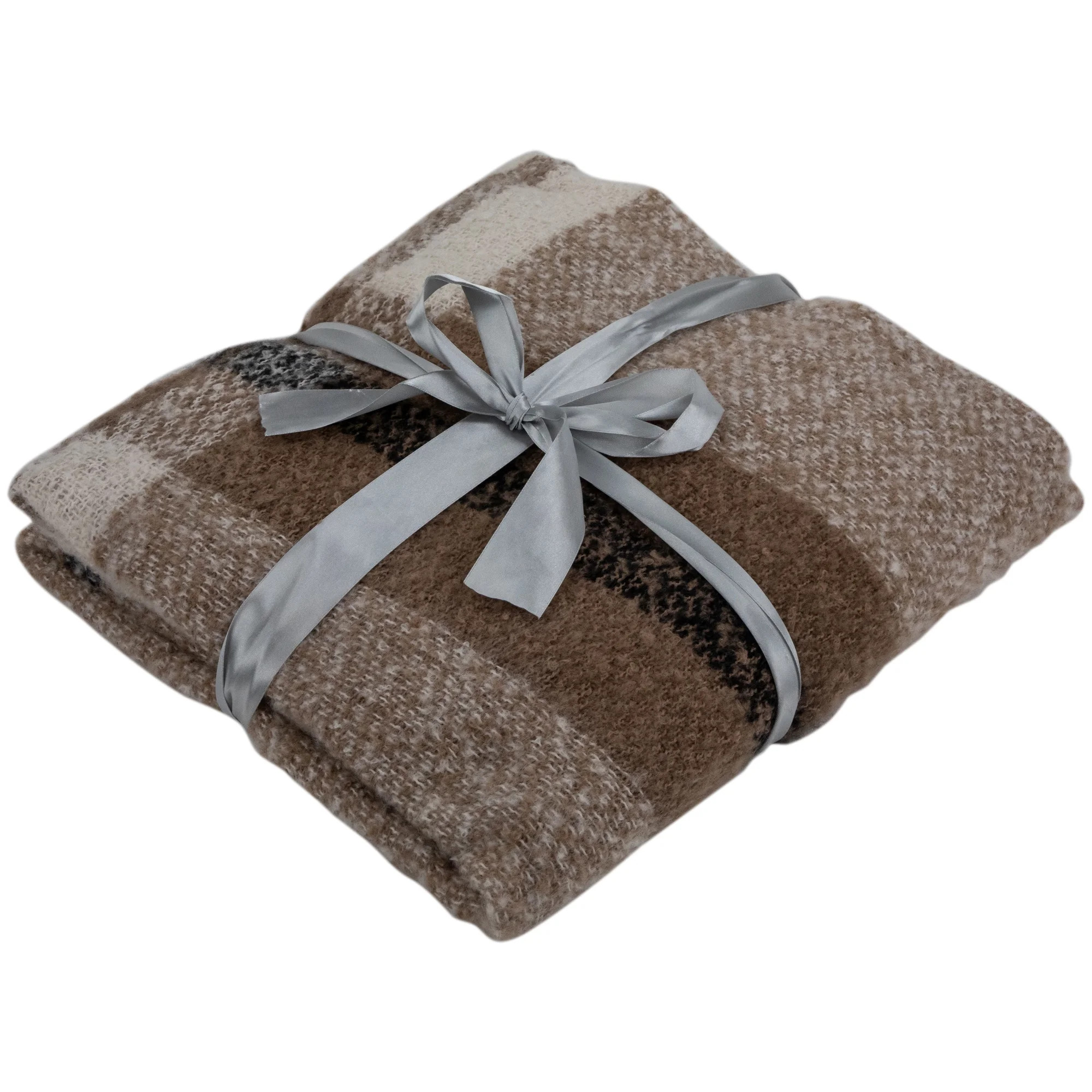 Taupe Plaid Woven Throw Blanket with Fringe 50" x 60" - Walmart.com | Walmart (US)