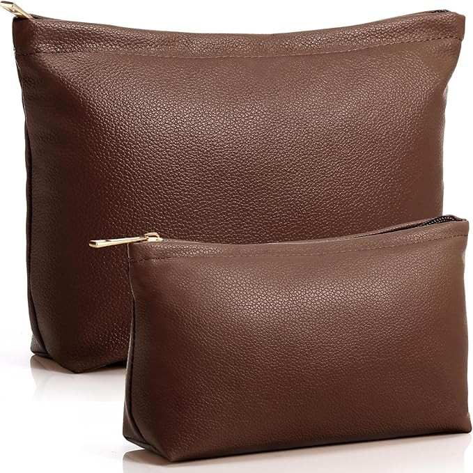 Kigeli 2 Pcs Small Makeup Bag Set for Purse PU Leather Cosmetic Bag Makeup Travel Toiletry Pouch ... | Amazon (US)