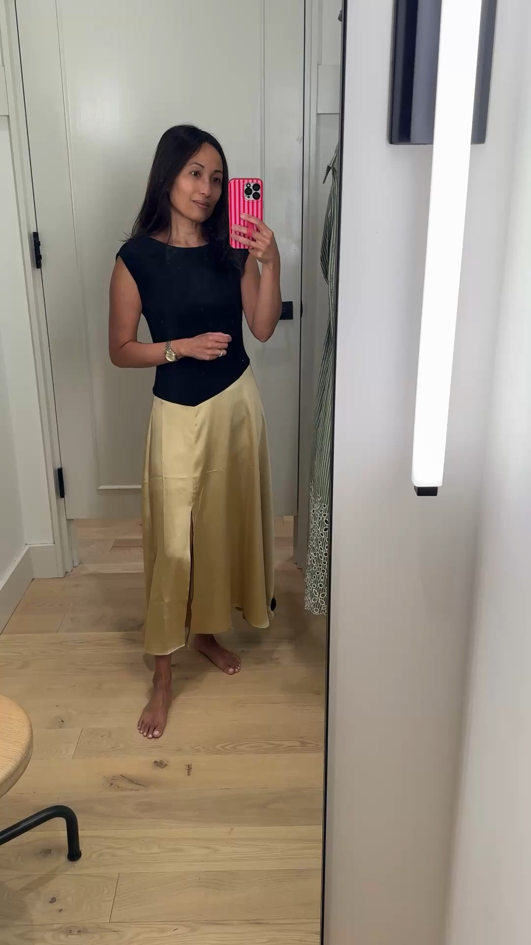 Wedding guest dress. Evening dress. Social event dress. 
Unique and chic design. Satin bottom with slit. Cool asymmetrical top is stretchy. Minimalist elegant. 


#LTKOver40 #LTKWedding