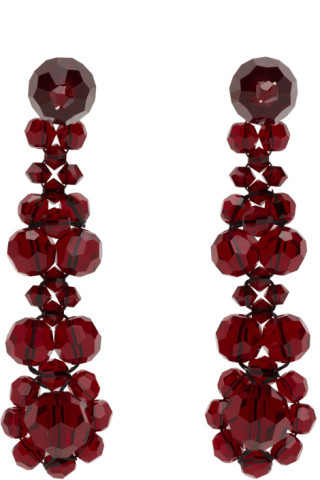 Burgundy Victorian Flower Earrings | SSENSE