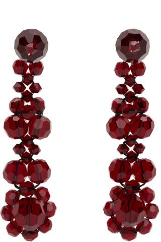 Burgundy Victorian Flower Earrings | SSENSE