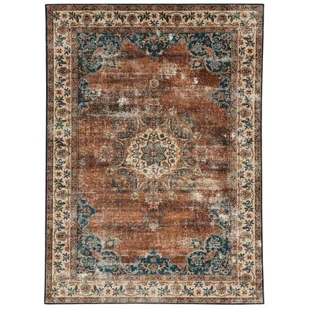 Linon Washable Foley Polyester 3 x5 Rug in Brown | Walmart (US)