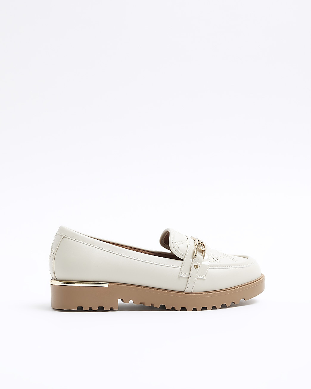 Cream quilted chain loafers | River Island (UK & IE)