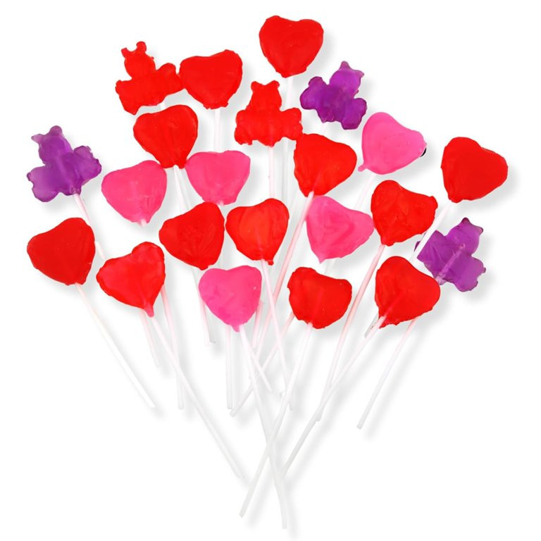 Valentines Day Bulk Heart Lollipops, Case of 12 Bouquets, 1.98 Ounces per Lollipop | Walmart (US)
