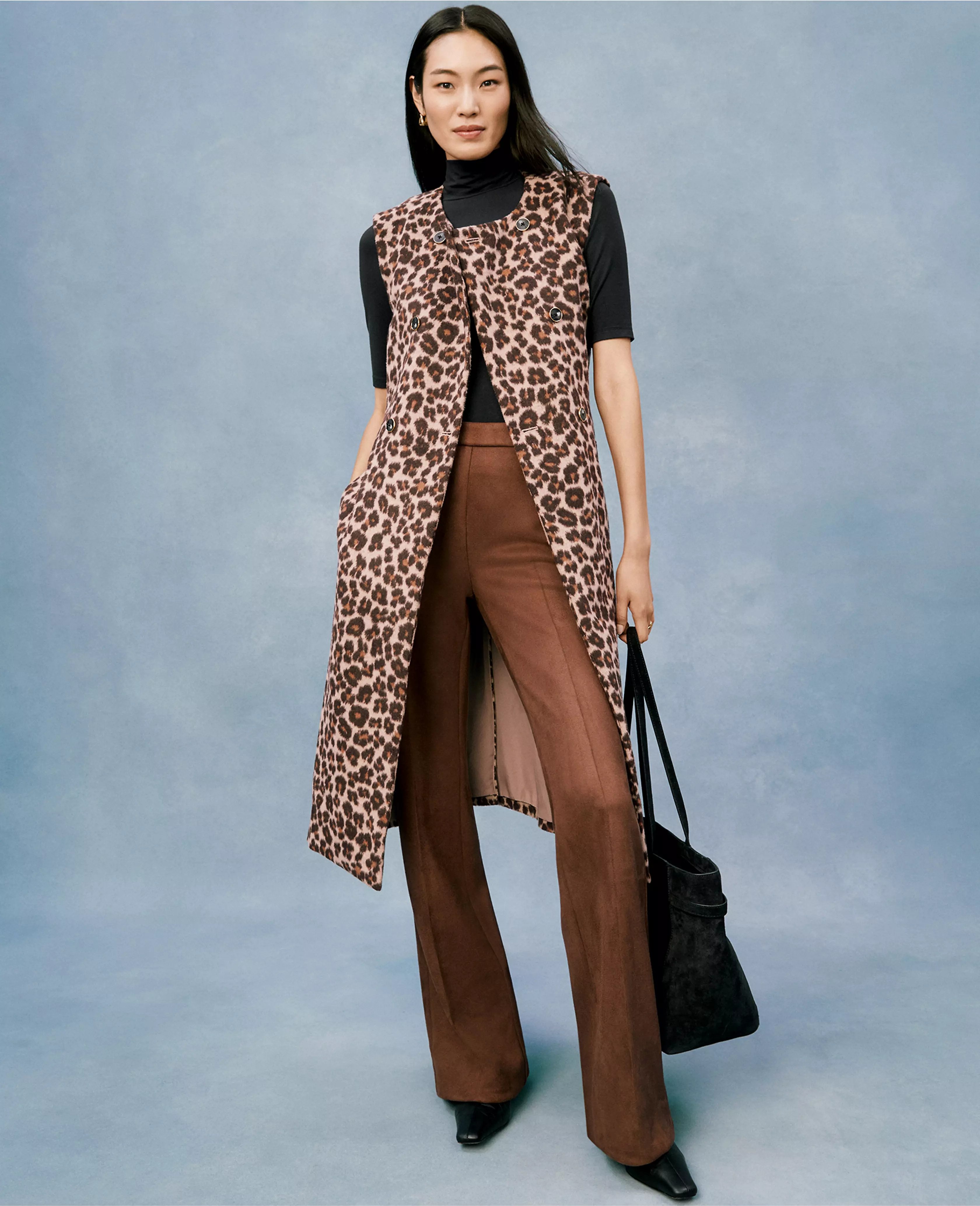 Animal Print Belted Trench Vest | Ann Taylor
