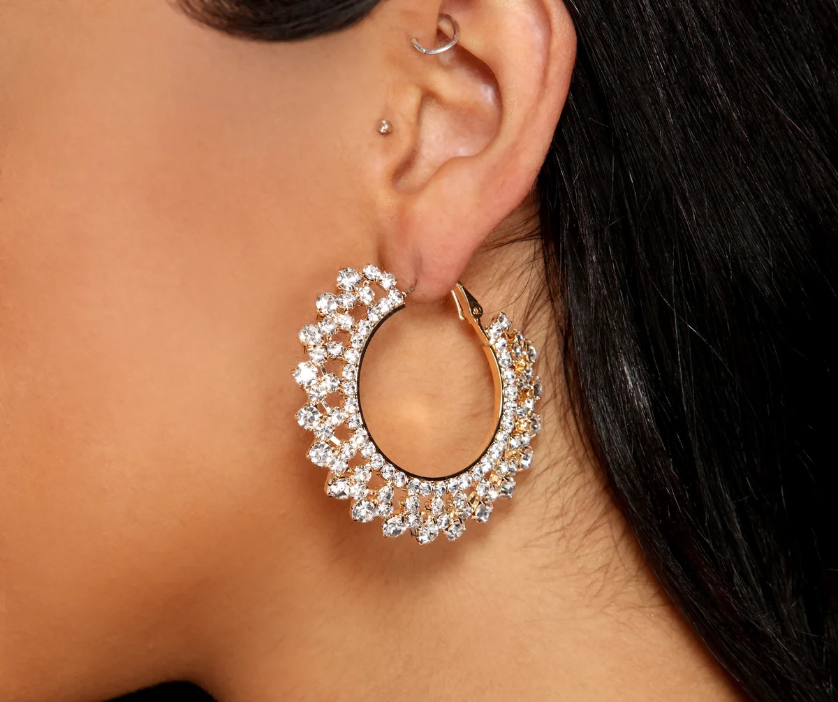 Encircled In Luxe Rhinestone Hoops | Windsor Stores