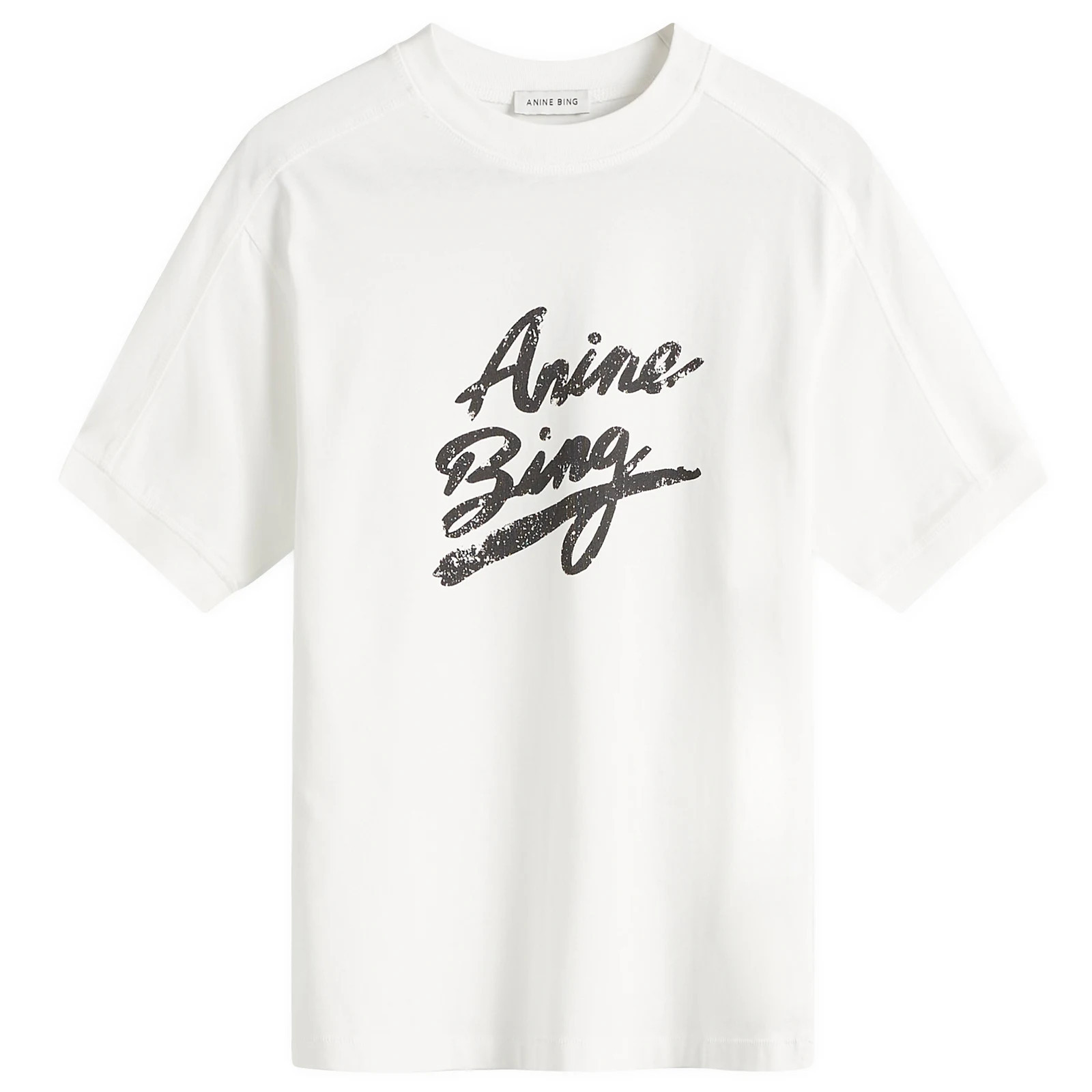 Anine Bing Women's Jaylin Signature T-Shirt in Ivory, Size X-Small | END. Clothing