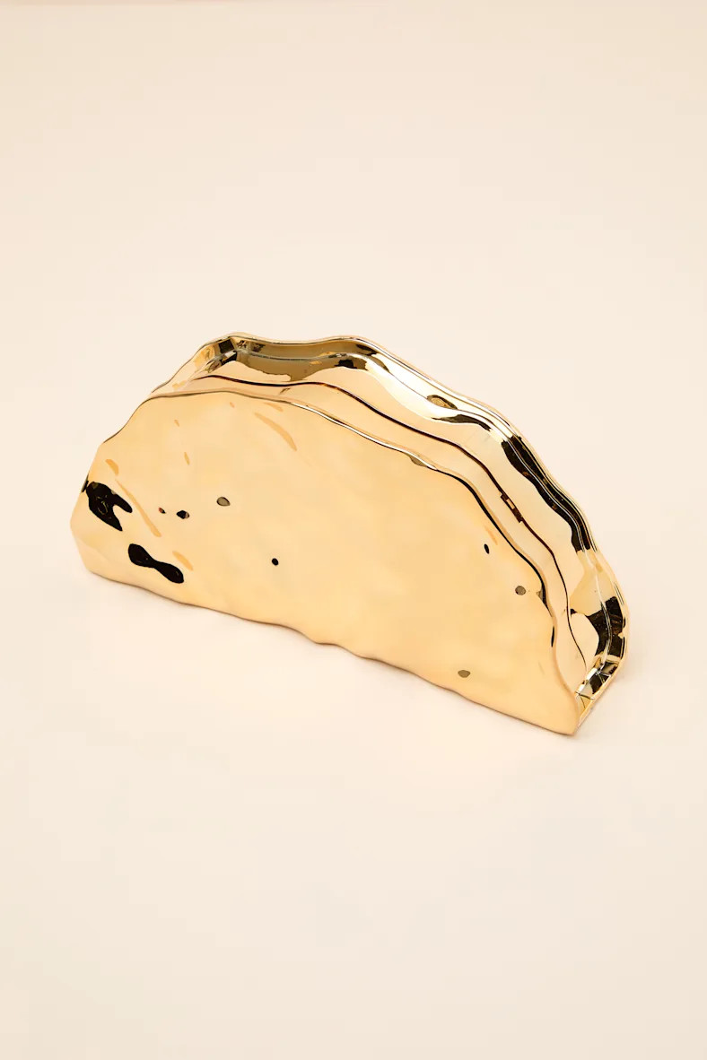 Stena Gold Textured Hard Case Clutch | Lulus