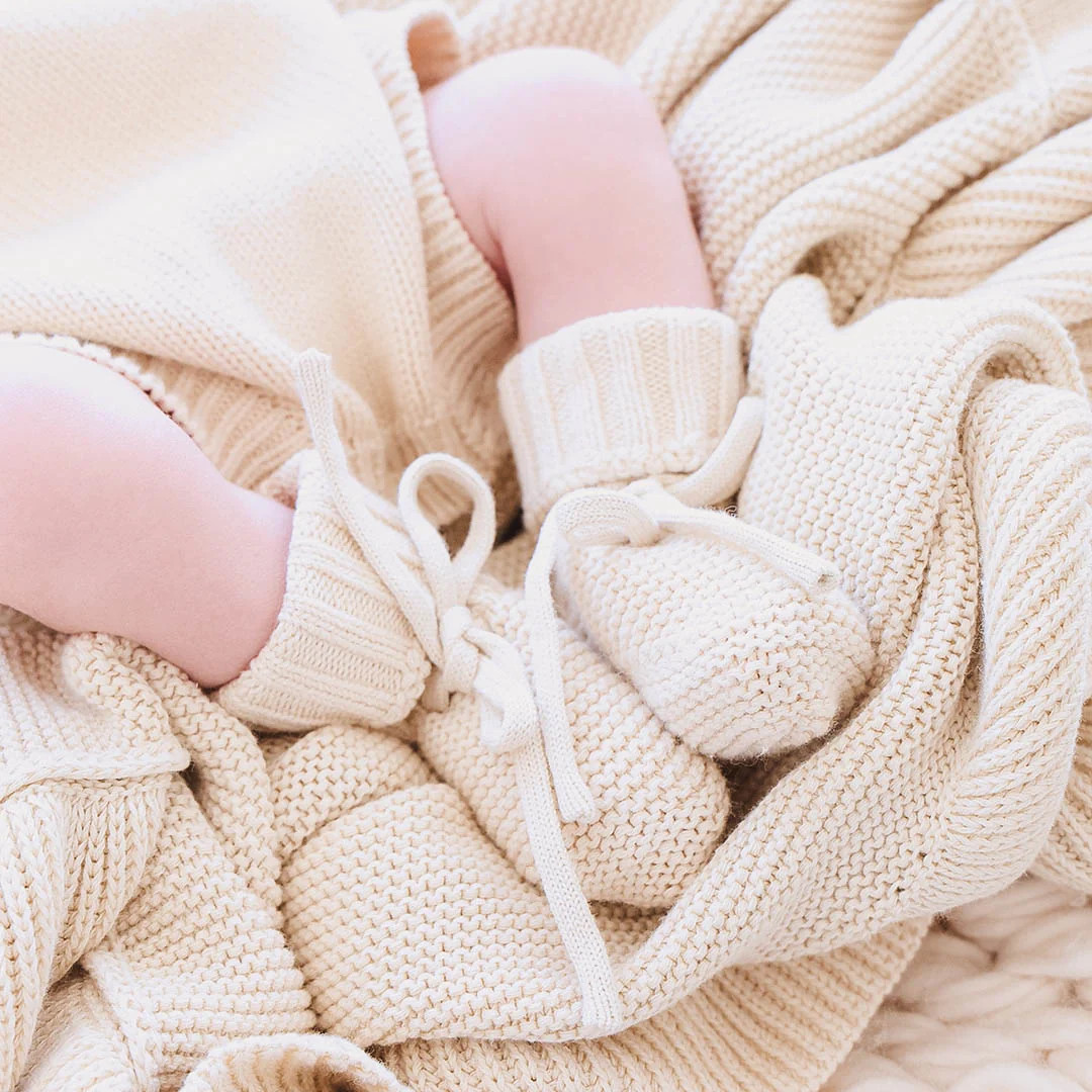 Knit Baby Booties | Sand | Caden Lane